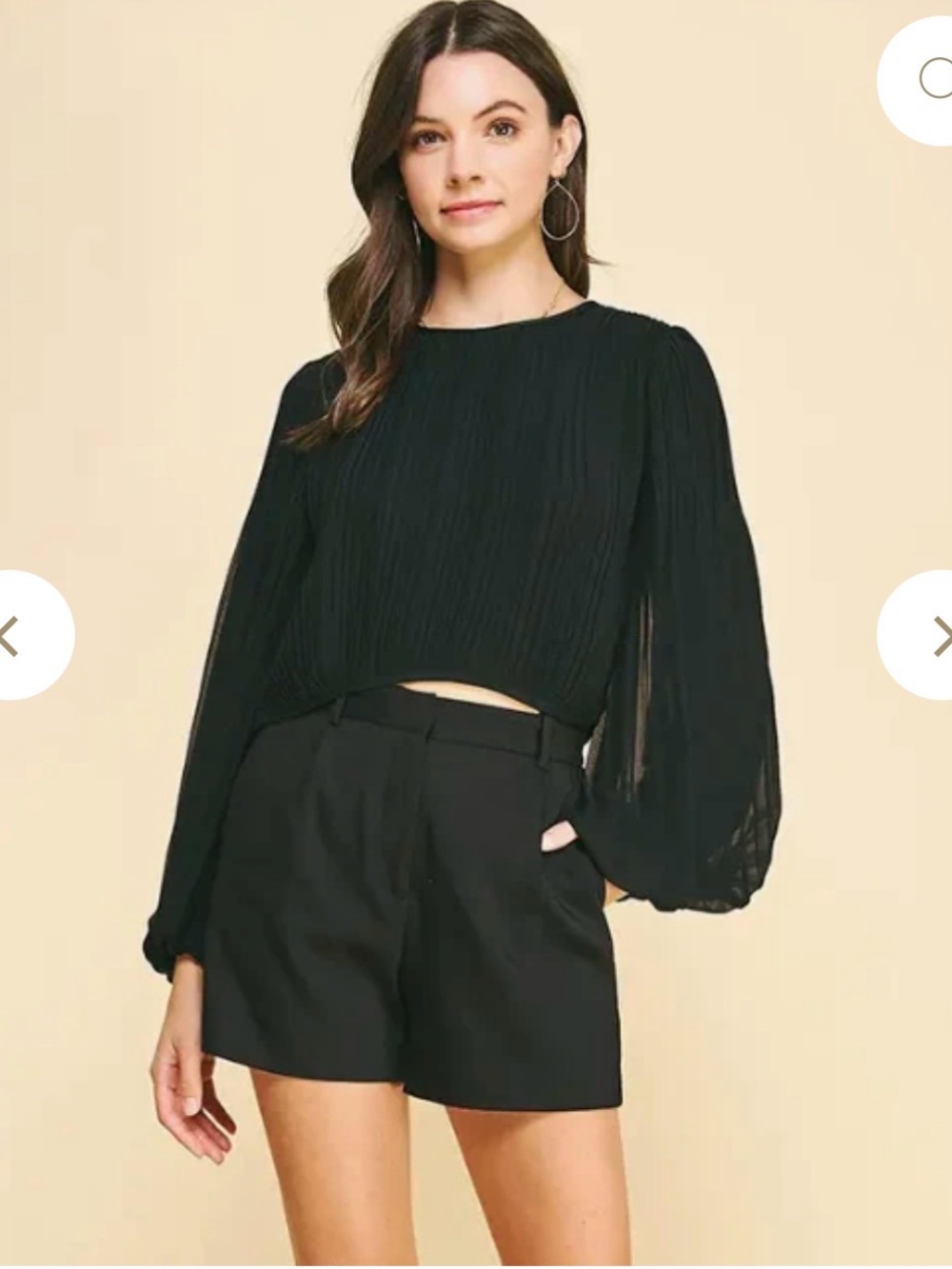 Pinch Pleated Banded Bottom Top Sz M
